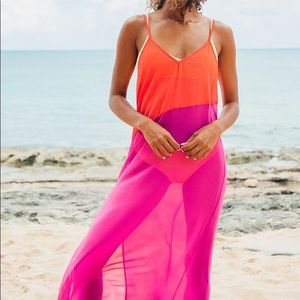 Lulu’s pink and red adjustable beach cover-up!